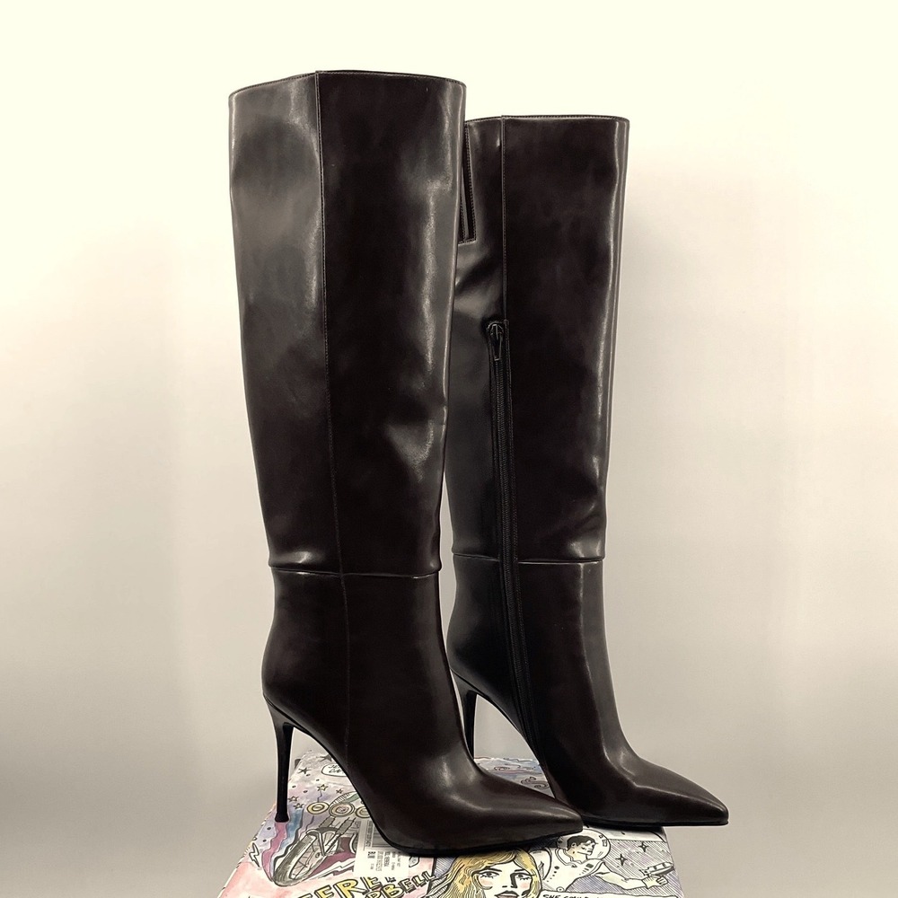 Jeffrey Campbell Womens Dark Brown Pointed Toe Stiletto Knee High Boots Size 8.5